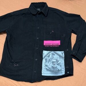 Zara Men’s Black Denim Shirt Jacket – Size M